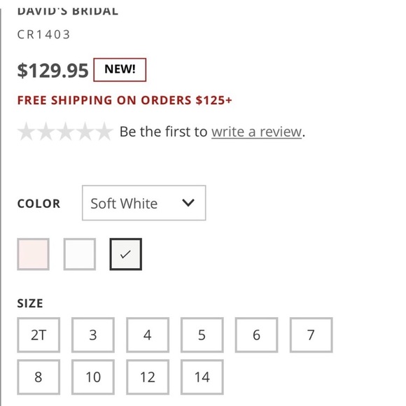 David's Bridal CR 1403 Soft White Back Out Bow Flower Girl Dress SZ 7 EUC $129 - Picture 16 of 16